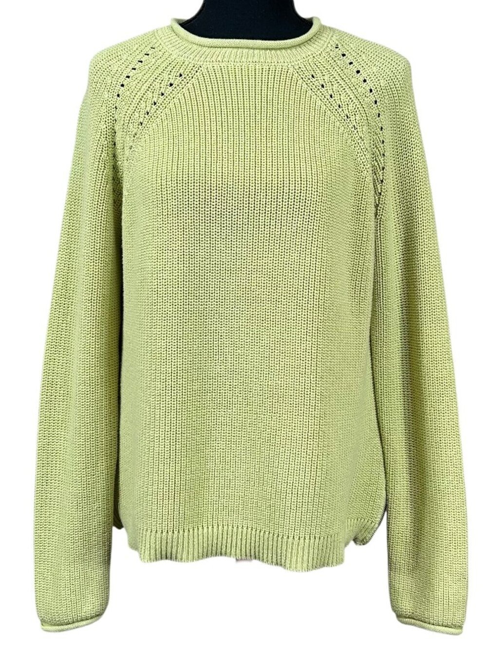 Jones & Co. Spring Green Ribbed Knit Long Sleeve Pullover Sweater Size L